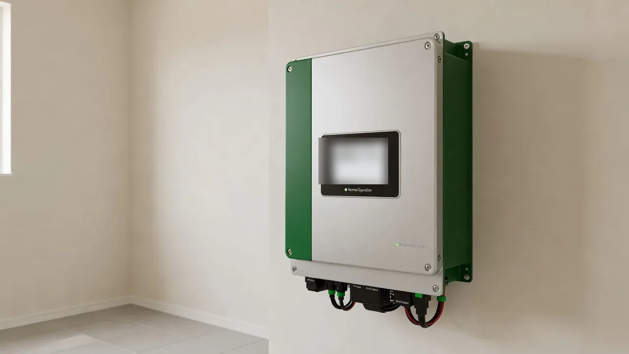 壁に取り付けられた、発電状況を表示するパワーコンディショナのモニター（イメージ）
